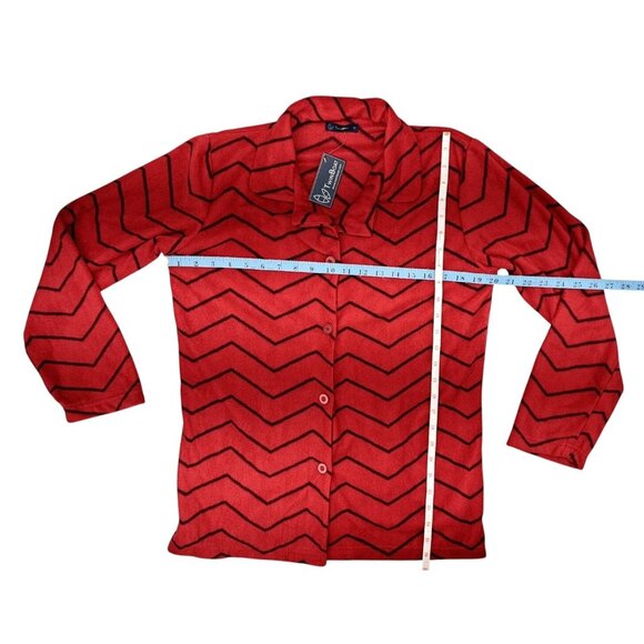 Noble Mount Pajamas Women Size Medium Microfleece Long Sleeve Black Red Chevron - Picture 6 of 9